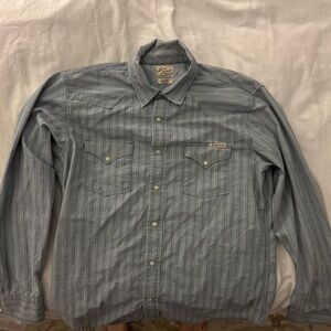 Lucky Brand Blue Striped Western Shirt